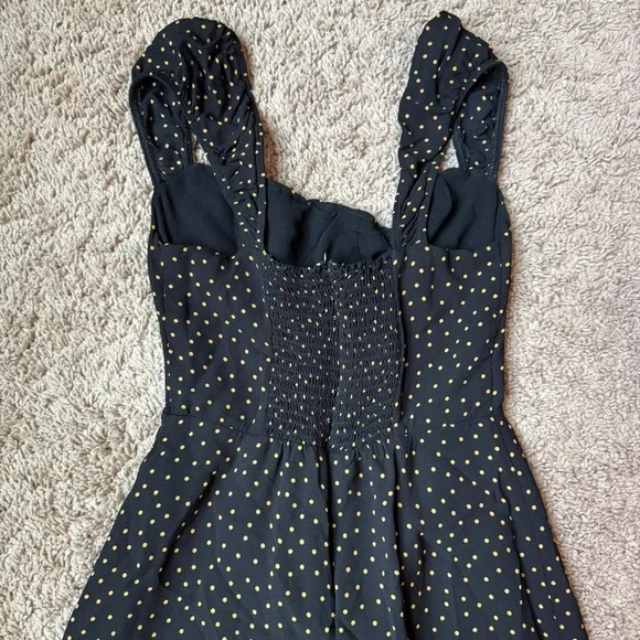 Reformation Black Mini Dress with Gold Polka Dots - Picture 9 of 9
